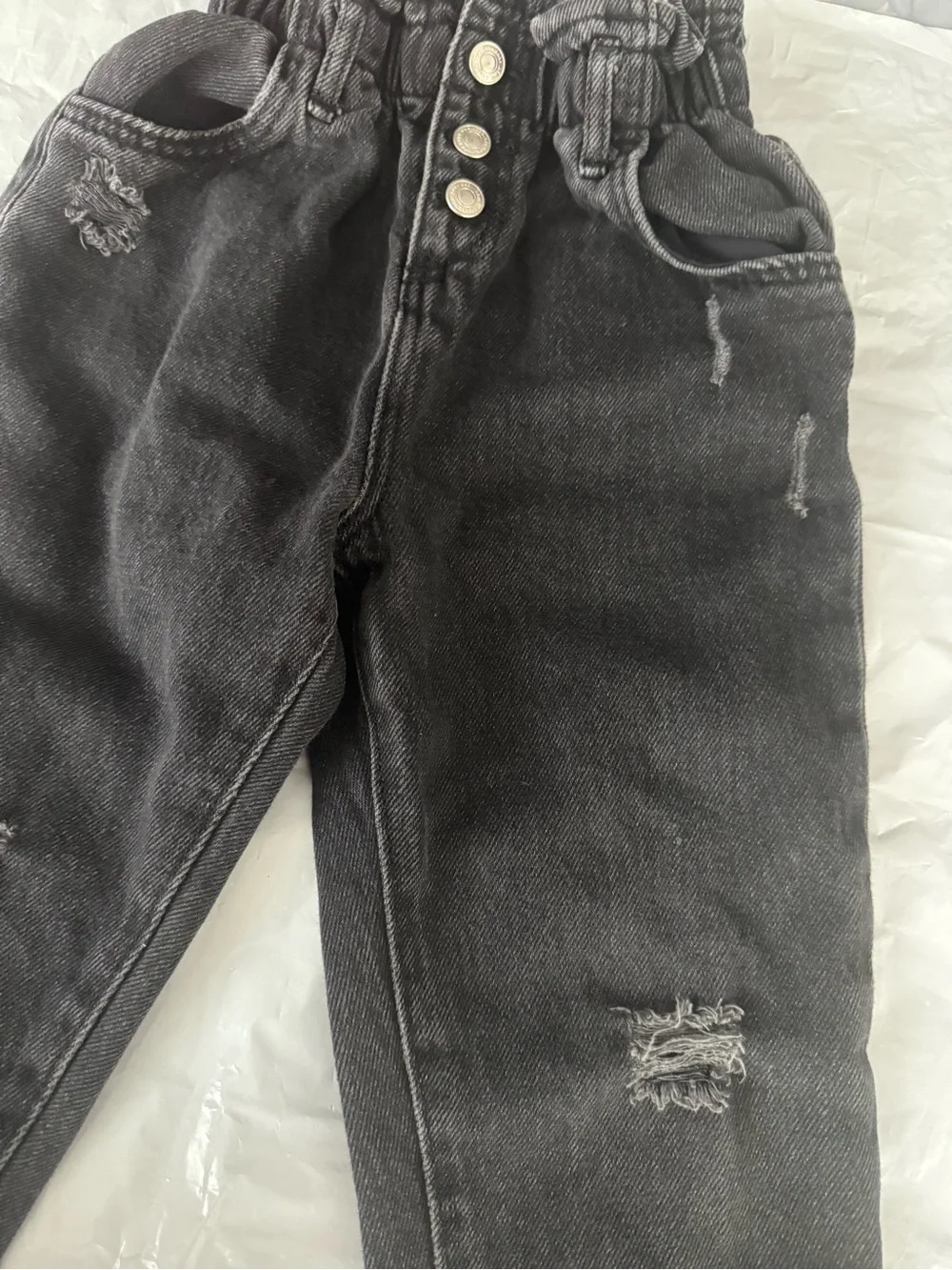 ZARA Kids Black Distressed Denim Jogger Pants